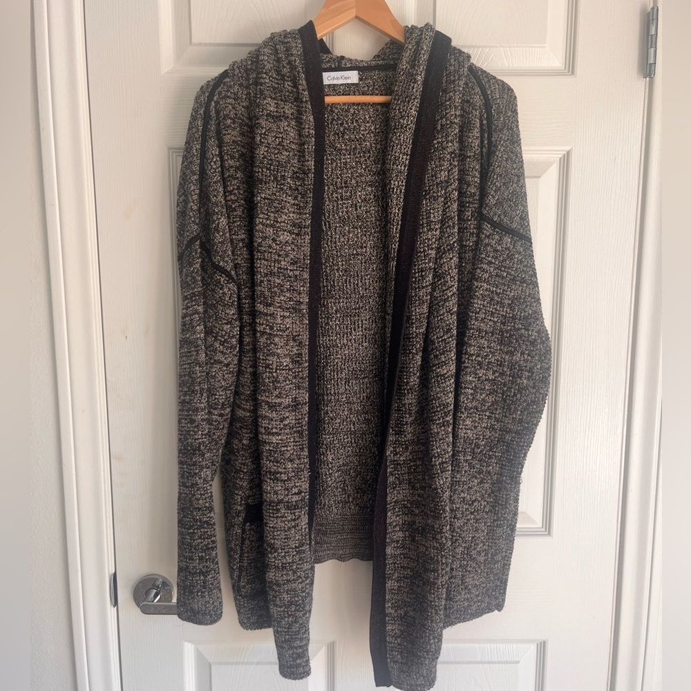 Calvin Klein Black and Gray Knit Cardigan